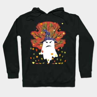 Evil Witch Ghost Halloween Autumn Leaves Fall Thanksgiving Hoodie